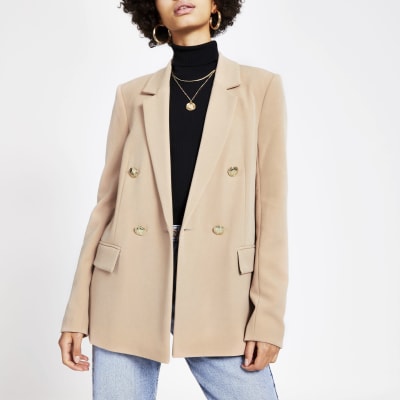 Blazer croisé structuré beige