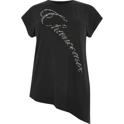 Plus navy 'Chanceaux' embellished T-shirt