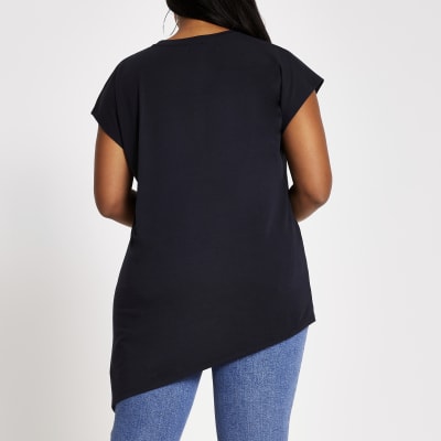 Plus navy 'Chanceaux' embellished T-shirt