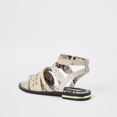 Pink embellished gladiator sandals