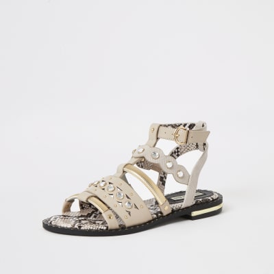 Pink embellished gladiator sandals