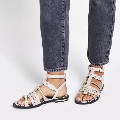 Pink embellished gladiator sandals