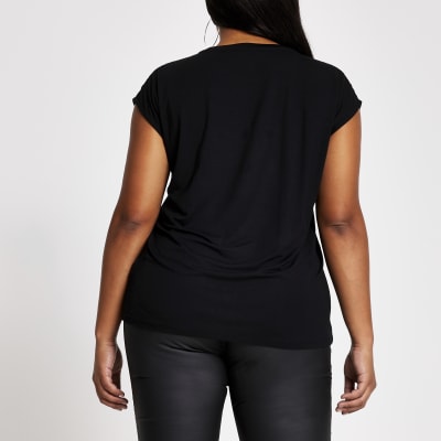 Plus black 'Toujours' lace T-shirt