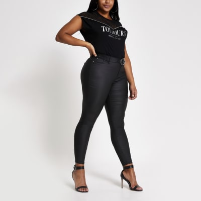 Plus black 'Toujours' lace T-shirt