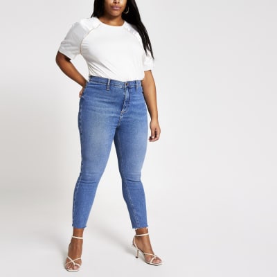 Plus cream lace satin sleeve T-shirt