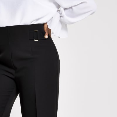 Plus black buckle side wide leg trousers