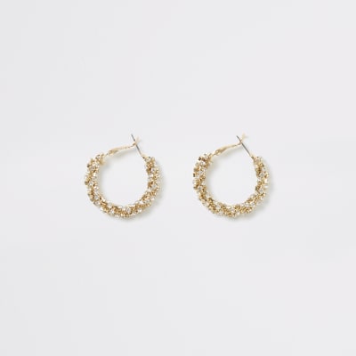 Boucles d'oreilles créoles dorées imitation corde