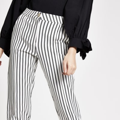 White stripe ponte cigarette trousers