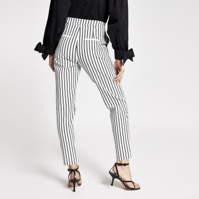 White stripe ponte cigarette trousers