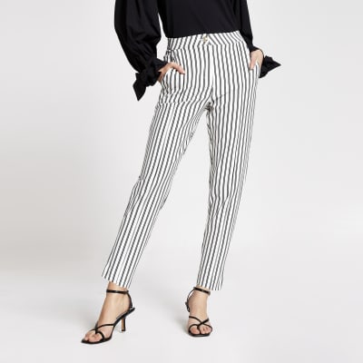 White stripe ponte cigarette trousers