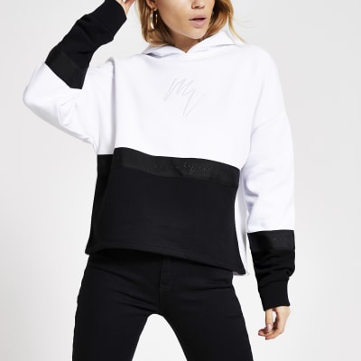 Maison Riviera – Sweat à capuche blanc colour block
