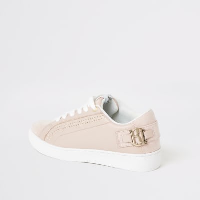 Pink RI perforated lace-up trainers