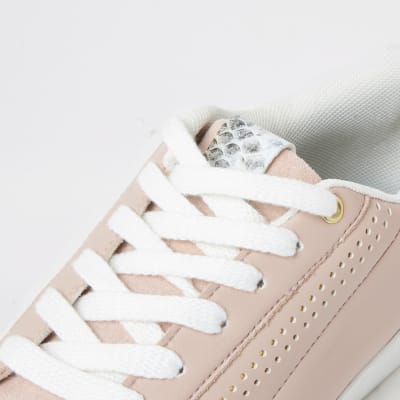 Pink RI perforated lace-up trainers