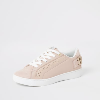 Pink RI perforated lace-up trainers