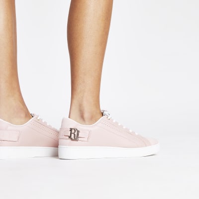 Pink RI perforated lace-up trainers