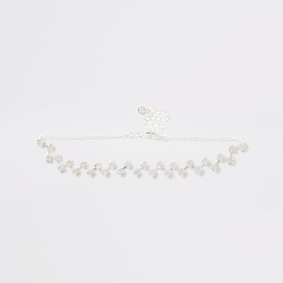 Silberne Choker-Halskette im Zickzack mit Strass