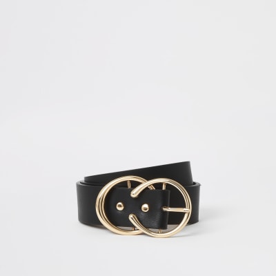 Black double ring boxed belt