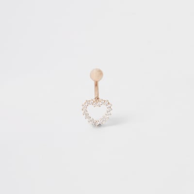 Roségoldenes Bauchnabelpiercing in Herzform