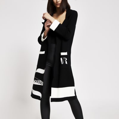 Black RVR knitted longline duster jacket