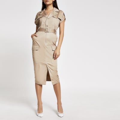 river island white utility dress