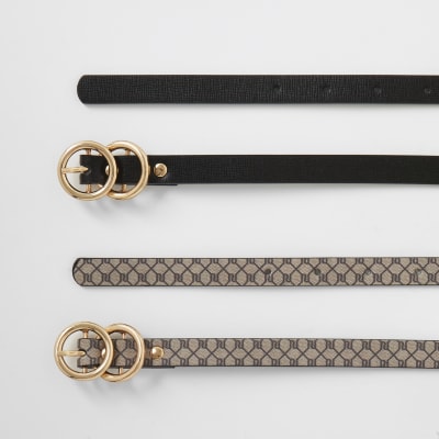 Brown RI mini double ring belt 2 pack