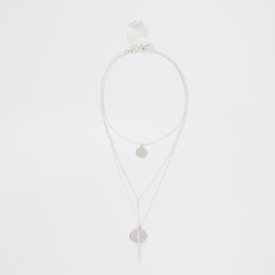 Choker mit Strassanhänger in Silber im 3er-Pack