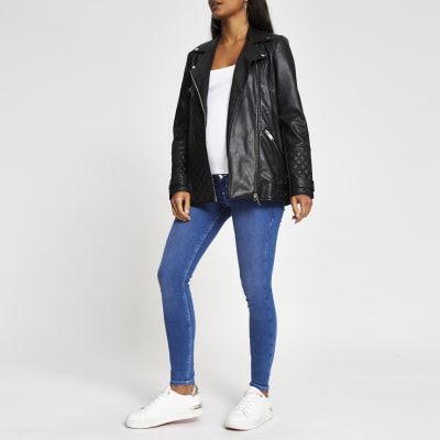 Molly – Jegging bleu vif déchiré maternité au dessus du ventre