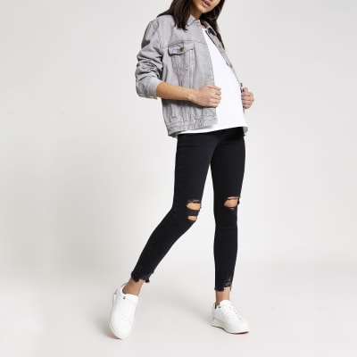 Molly - gerippte Molly-Jeggings mit Stretch für werdende Mütter in Schwarz