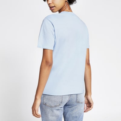 Blue diamante RVR crest boyfriend T-shirt