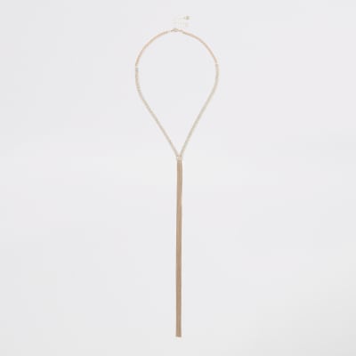 Roségoudkleurige ketting met siersteentjes