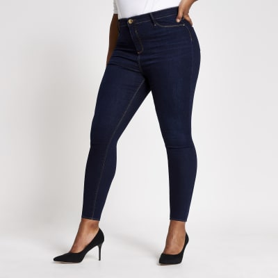 Plus – Molly – Jegging taille mi-haute bleu foncé