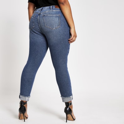 Plus blue ripped Amelie skinny jeans
