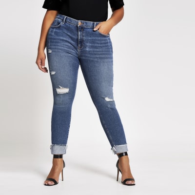 Plus blue ripped Amelie skinny jeans