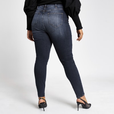 Plus dark blue washed Hailey high rise jeans