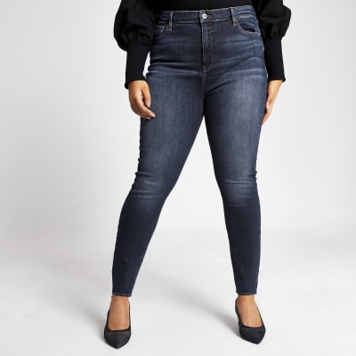 Plus dark blue washed Hailey high rise jeans