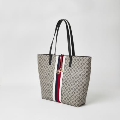 Brown RI monogram shopper bag