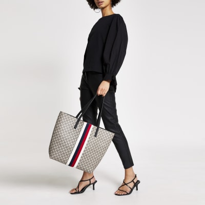 Brown RI monogram shopper bag