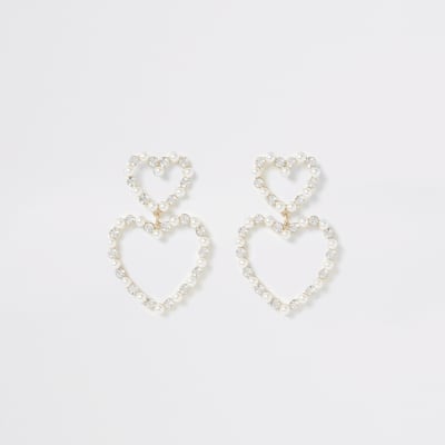 Goudkleurig verfraaide hartvormige oorhangers