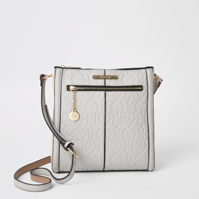 Graue Kuriertasche zum Umhängen mit RI-Prägung