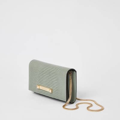 Green textured mini underarm bag