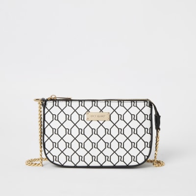 Minitasche mit schwarzem RI-Monogramm-Muster