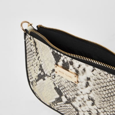 Beige snake print mini underarm bag