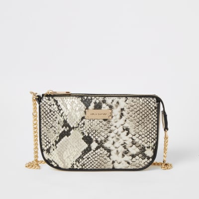 Mini sac beige imprimé serpent 