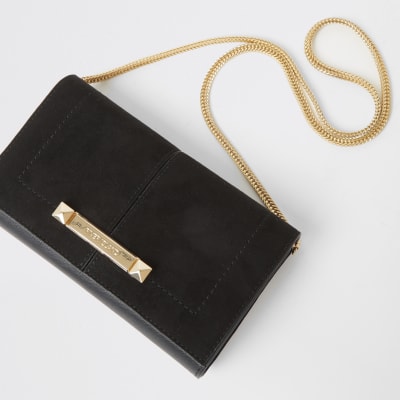 Schwarze Handtasche aus Wildlederimitat