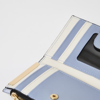 Blue croc embossed mini fold out purse