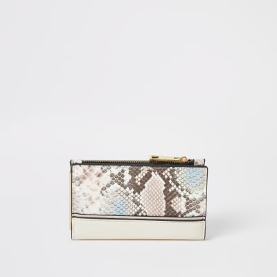 Pink snake embossed mini fold out purse