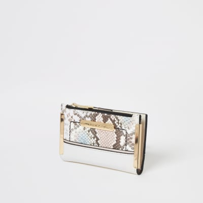 Pink snake embossed mini fold out purse