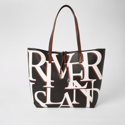Schwarze, bedruckte Shopper-Tote Bag „River“