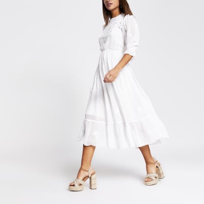 river island white lace dress