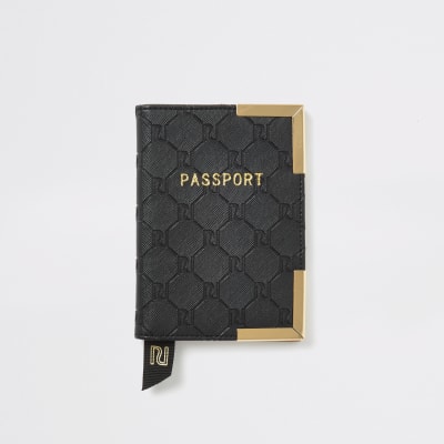 Black RI embossed passport cover
